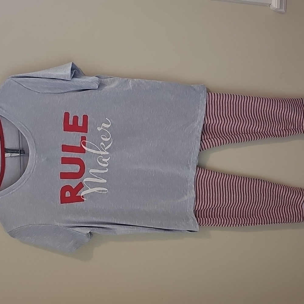 Pajamas Set - Rule Maker Design in Red and Gray. By Jaclyn Intimates Size Large.